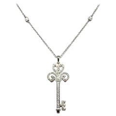 Fine Ladies Diamond Key 14k White Gold Italy Necklace 0.40 TCW Certified