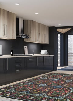 Transitional Hand-knotted Wool Lahore Carpet with Floral Design, 8' x 10'