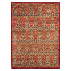 Lahore Carpet, Modern, Red, Taupe, Blue, and Green, Wool, 8’ x 10’