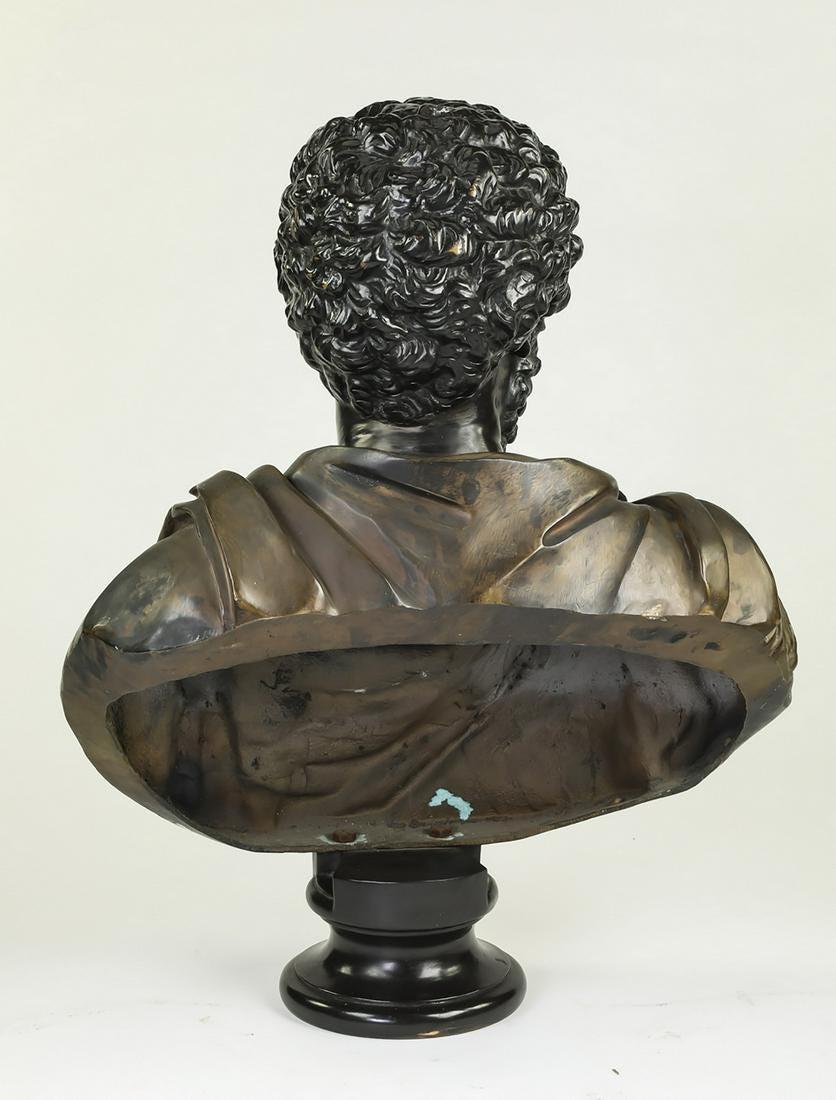 Classical Roman Fine Large 19th Century Continental Bronze Bust Depicting a Roman Dignitary For Sale