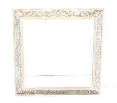 Fine Large 48" Square Convex Shape Reverse Painted Frame Italian Wall Mirror