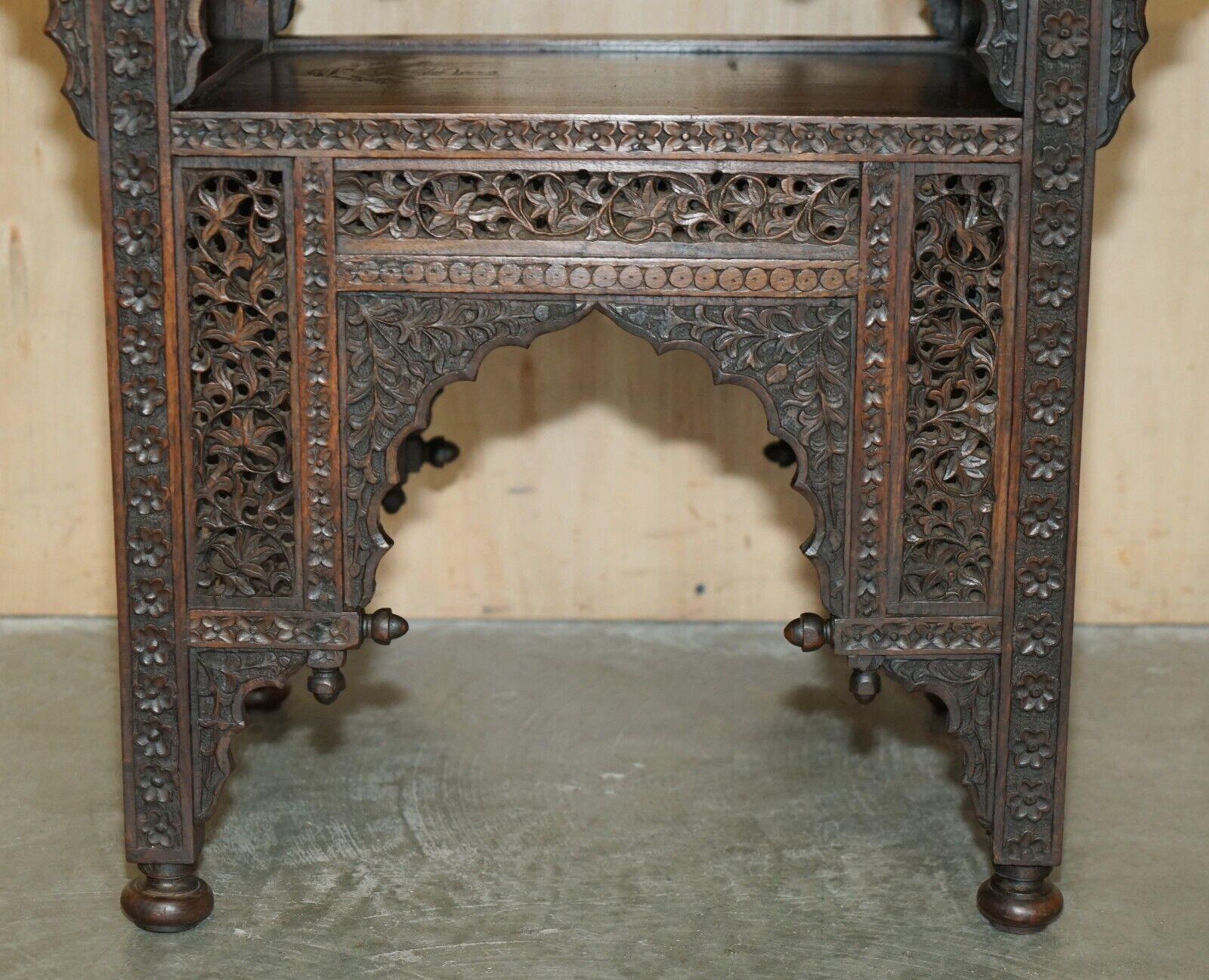 FINE LARGE ANTIQUE HAND CARVED LiBERTY LONDON MOORISH OCCASIONAL CENTRE TABLE For Sale 3
