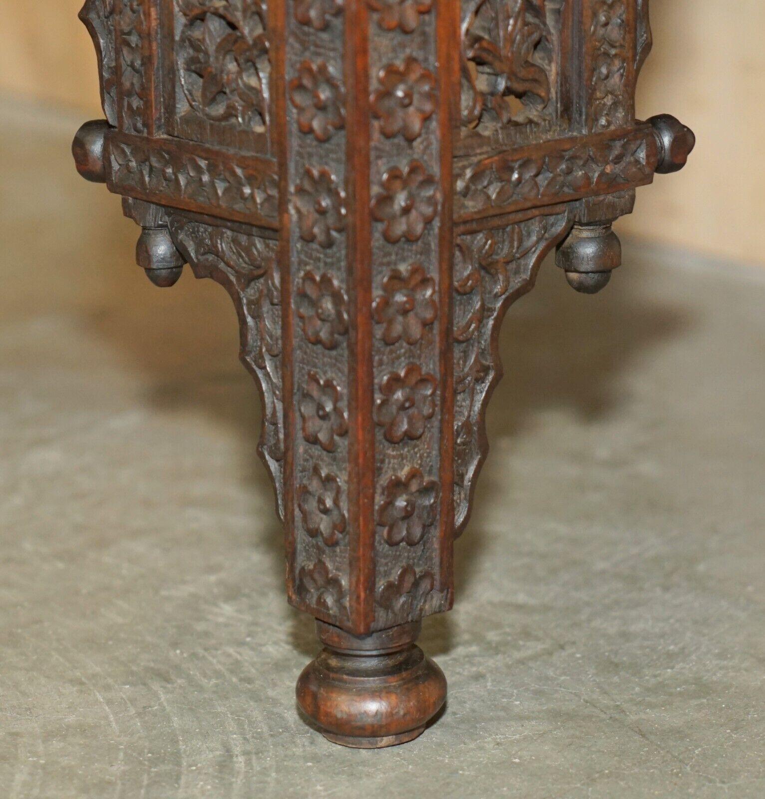 FINE LARGE ANTIQUE HAND CARVED LiBERTY LONDON MOORISH OCCASIONAL CENTRE TABLE For Sale 9