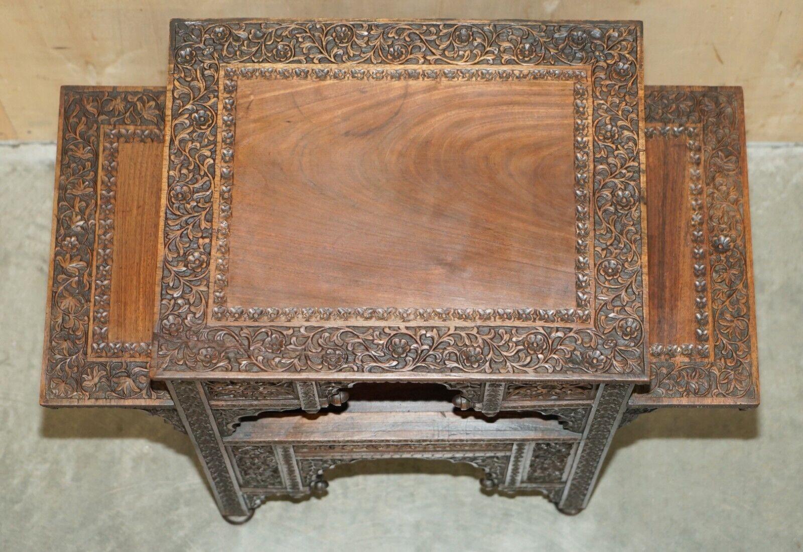 FINE LARGE ANTIQUE HAND CARVED LiBERTY LONDON MOORISH OCCASIONAL CENTRE TABLE For Sale 10