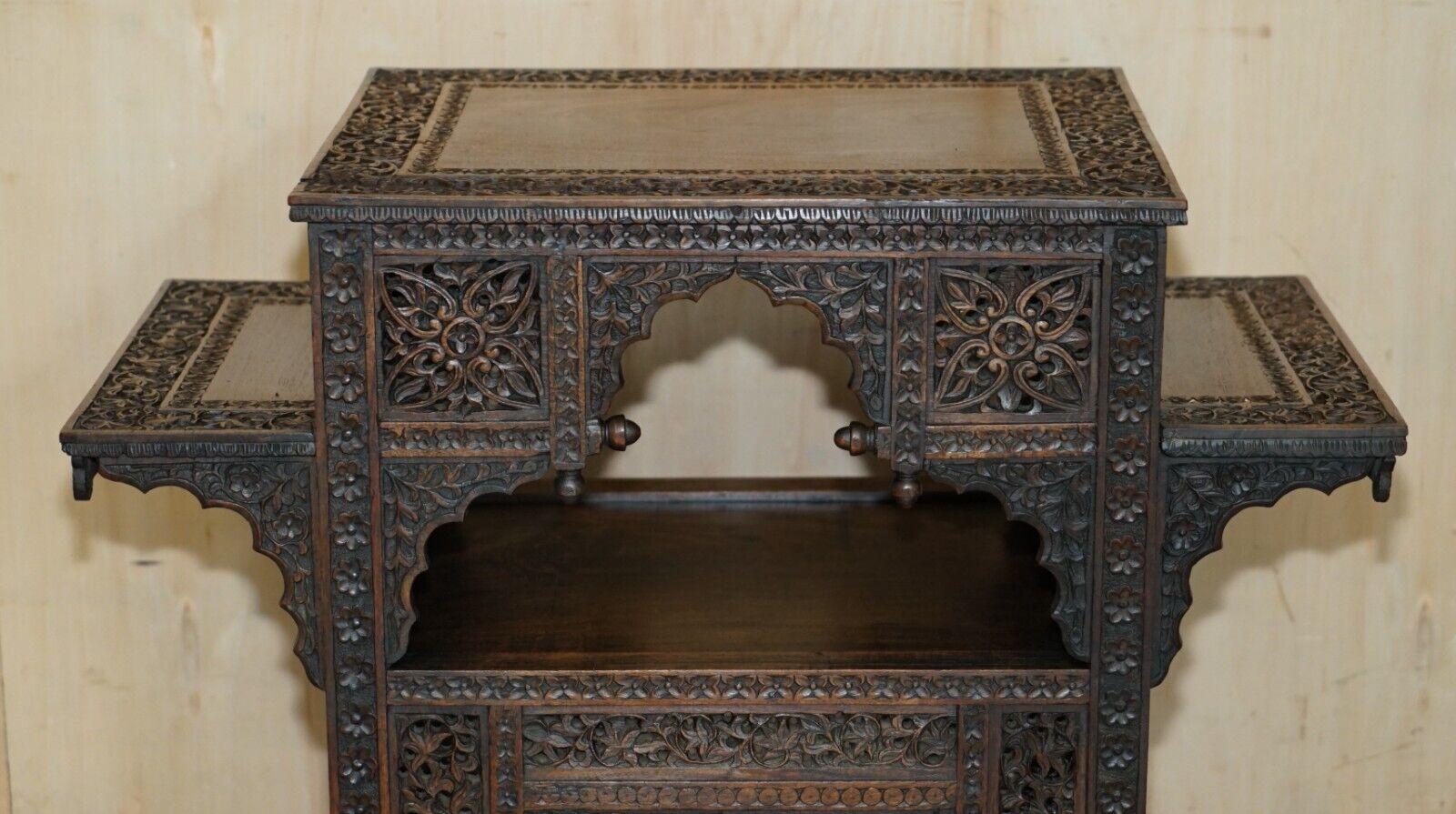 Burmese FINE LARGE ANTIQUE HAND CARVED LiBERTY LONDON MOORISH OCCASIONAL CENTRE TABLE For Sale