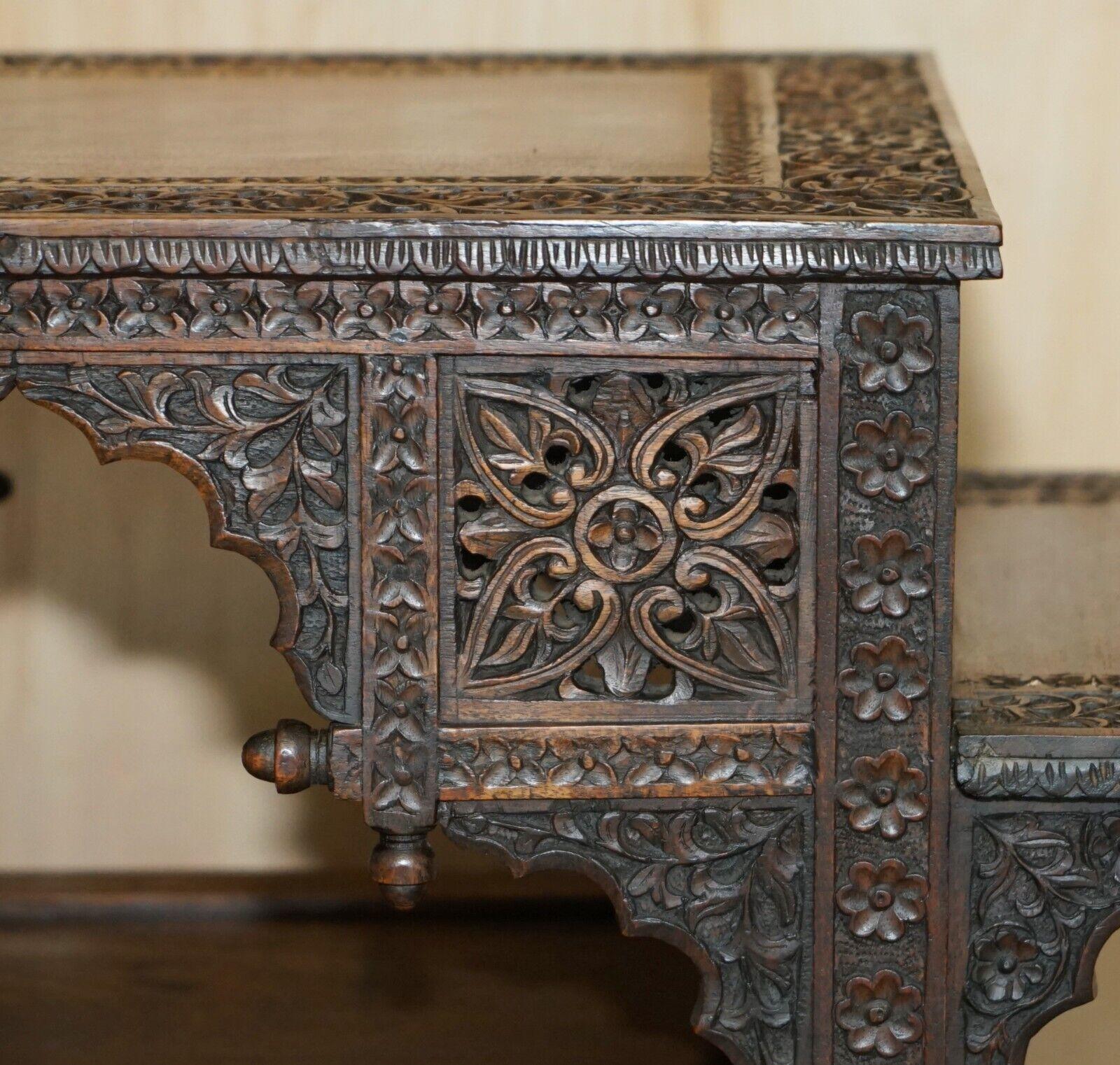 FINE LARGE ANTIQUE HAND CARVED LiBERTY LONDON MOORISH OCCASIONAL CENTRE TABLE For Sale 1