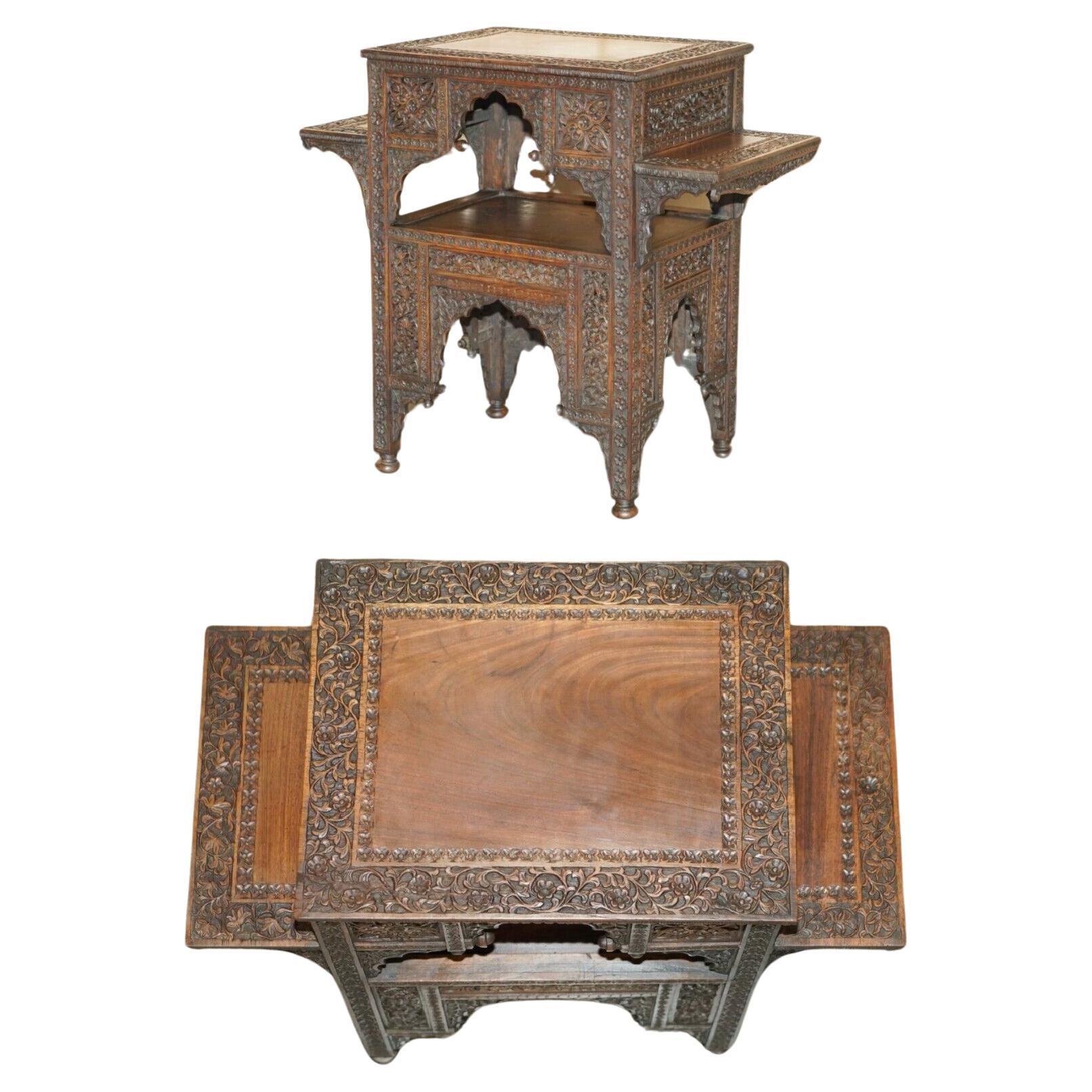 FINE LARGE ANTIQUE HAND CARVED LiBERTY LONDON MOORISH OCCASIONAL CENTRE TABLE For Sale