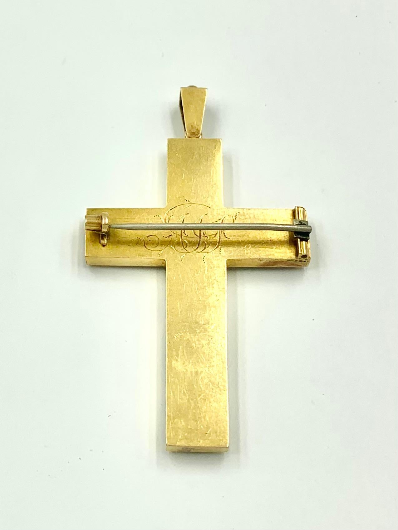 Grande croix écossaise ancienne Aberdeen en or jaune 14 carats, granit vert-gris en vente 2