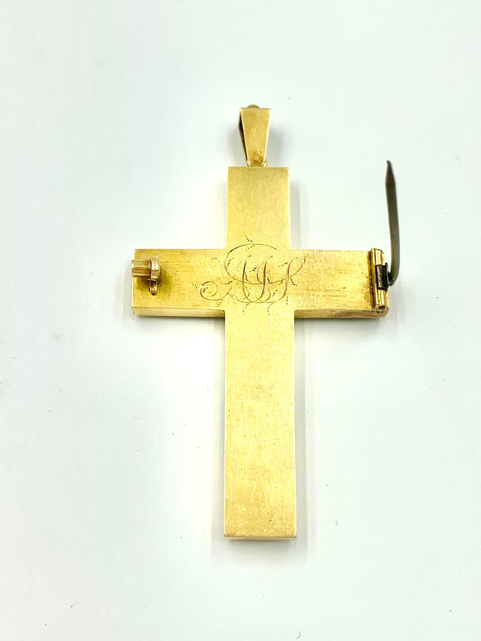 Grande croix écossaise ancienne Aberdeen en or jaune 14 carats, granit vert-gris en vente 3