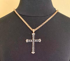 Fine Large Antique Victorian 15K Rose Gold Banded Agate Natural Pearl Cross