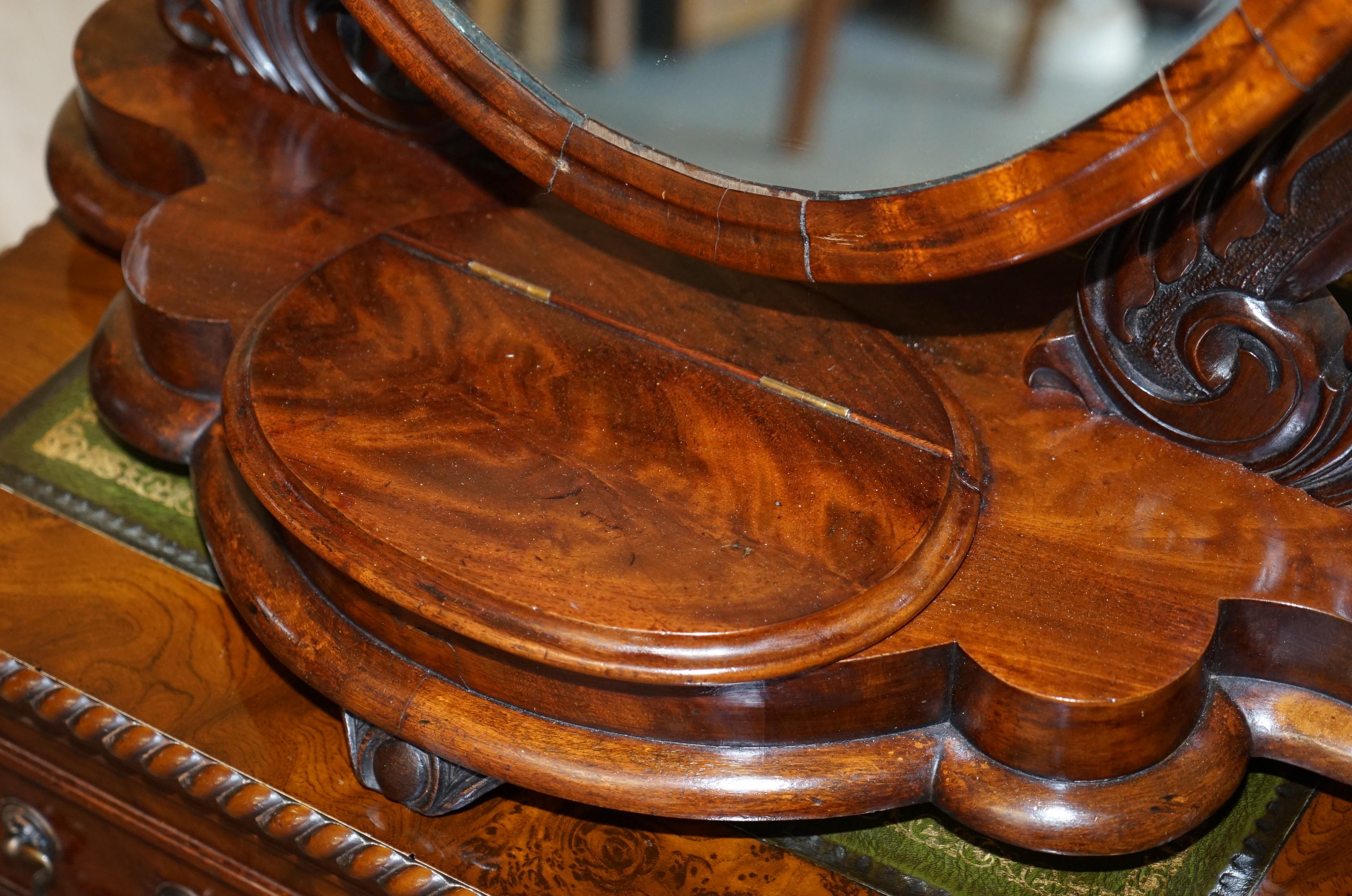 English Fine Large Antique Victorian Hardwood Dressing Table / Table Top Cheval Mirror