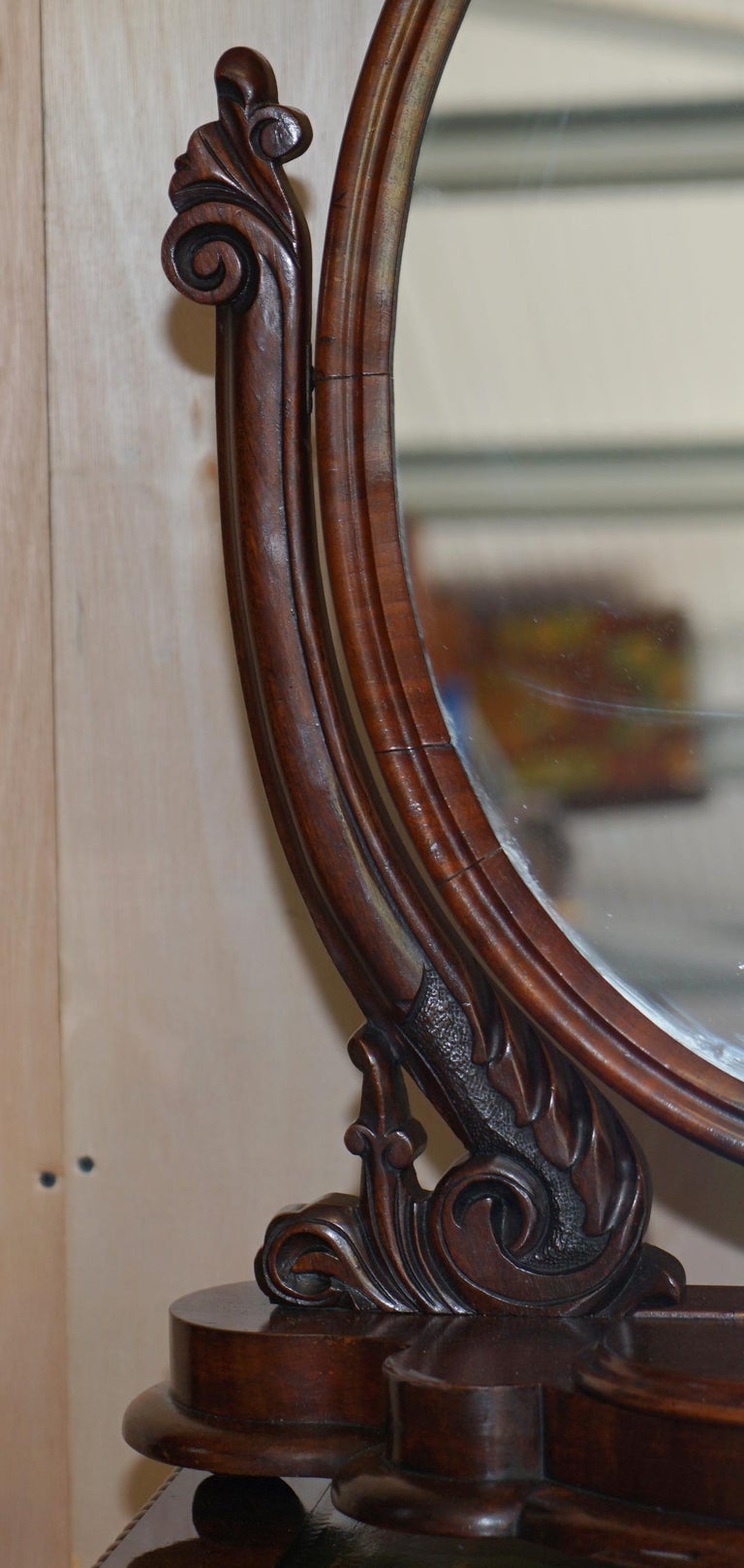 Fine Large Antique Victorian Hardwood Dressing Table / Table Top Cheval