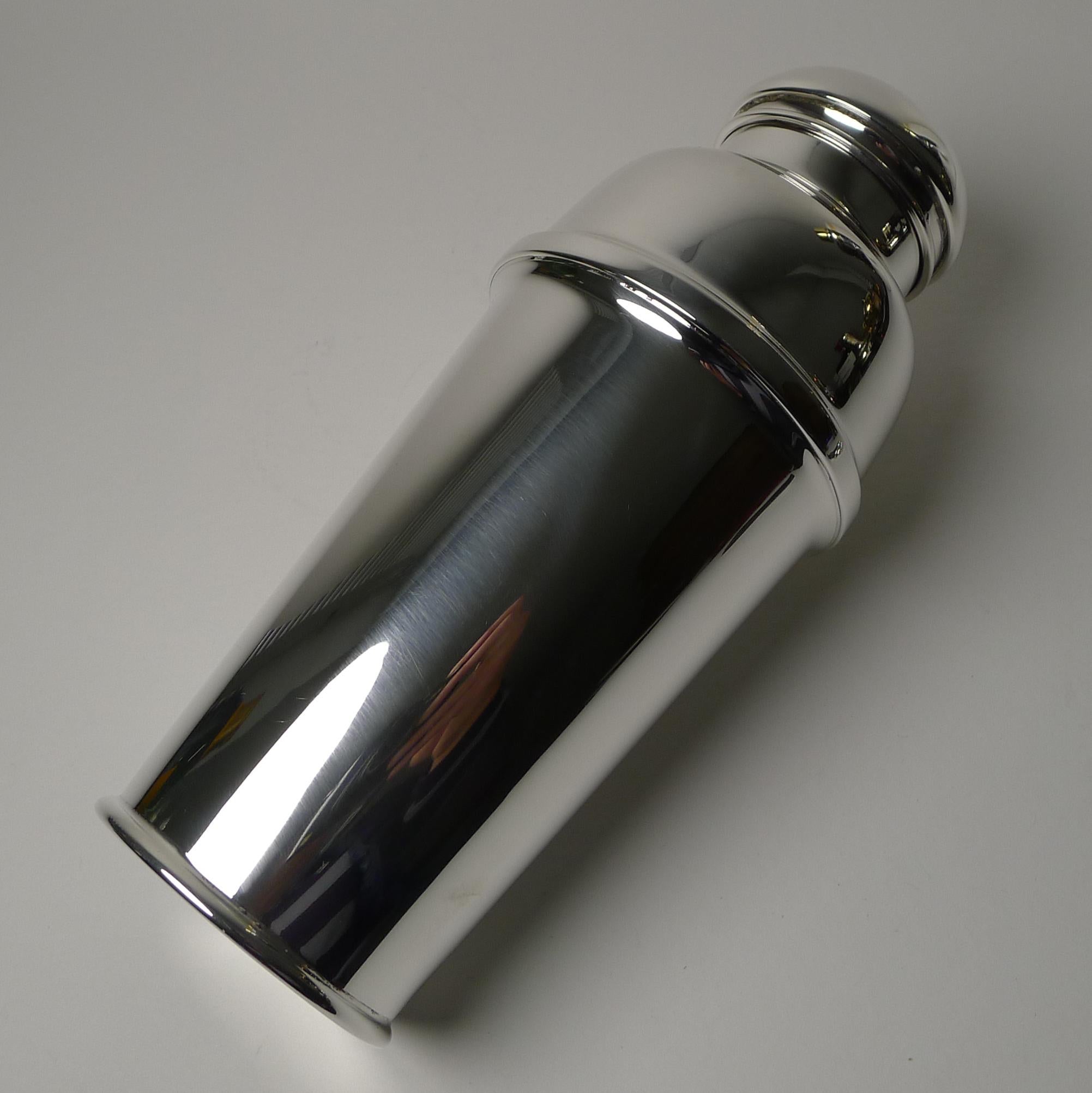 British Fine Large Art Deco Cocktail Shaker by C S Green & Co., c.1930