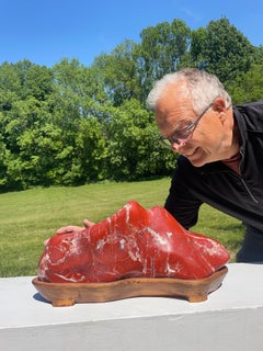 Fine Large Brilliant Red "Twin Peaks" Mountain Scholar Rock Suiseki