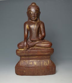 Fine Large Burmese Shan Wood Buddha 18th Century 中国古董 Asian Art Antiques