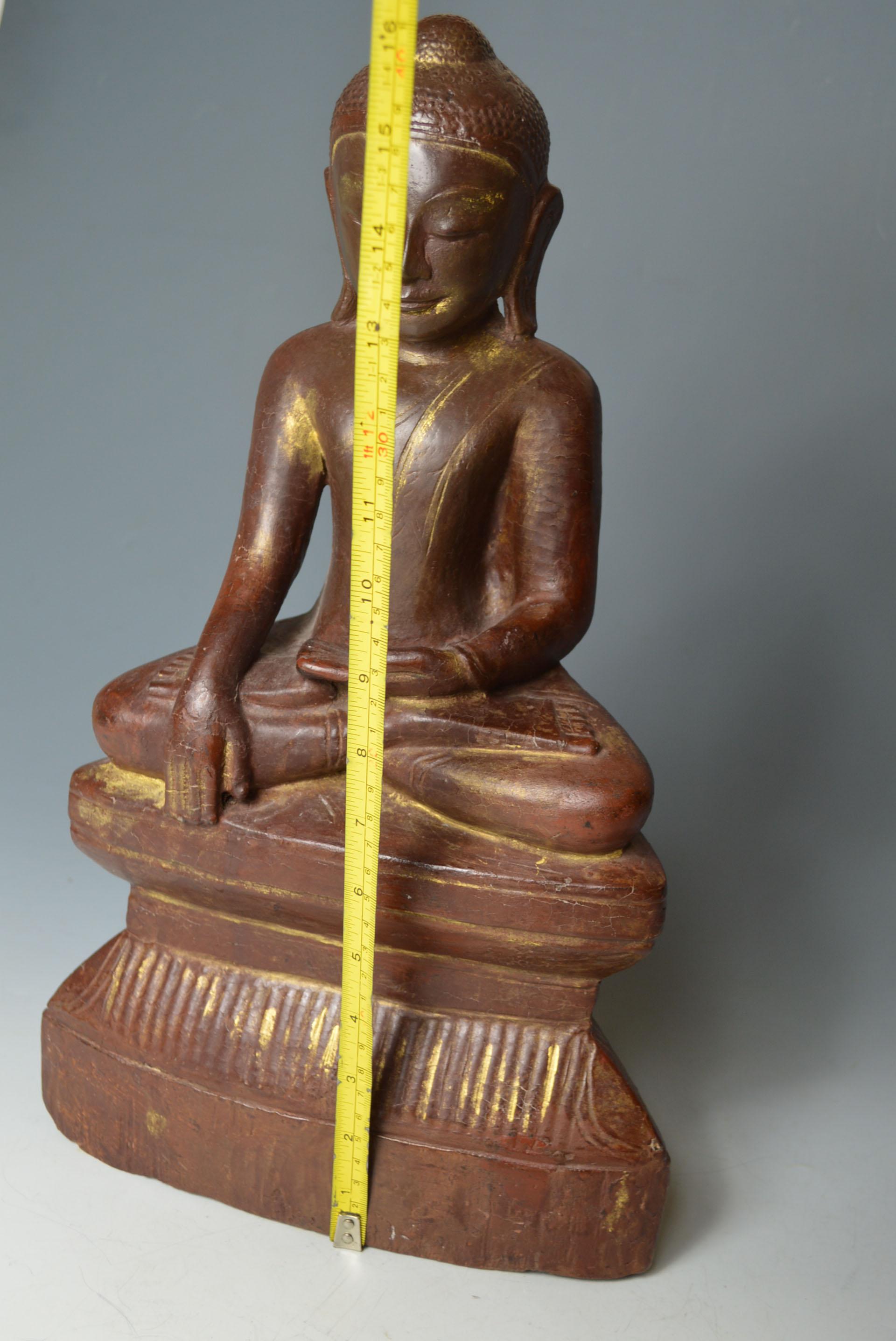 Fine Large Burmese Shan Wood Buddha 18th Century 中国古董 Asian Art Antiques For Sale 2