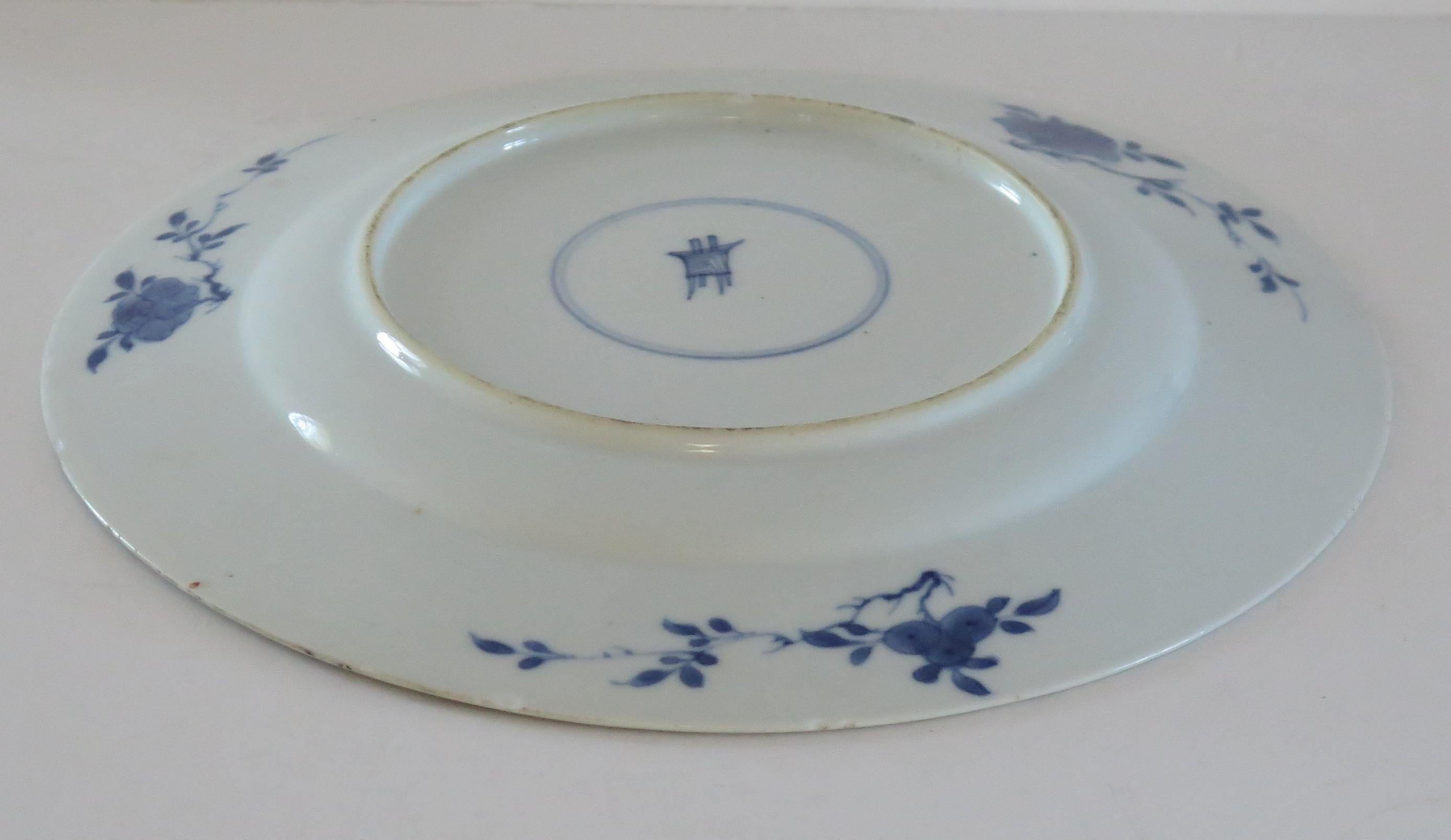 Kangxi marked Chinese Large Plate Porcelain Blue & White, Circa 1700 9