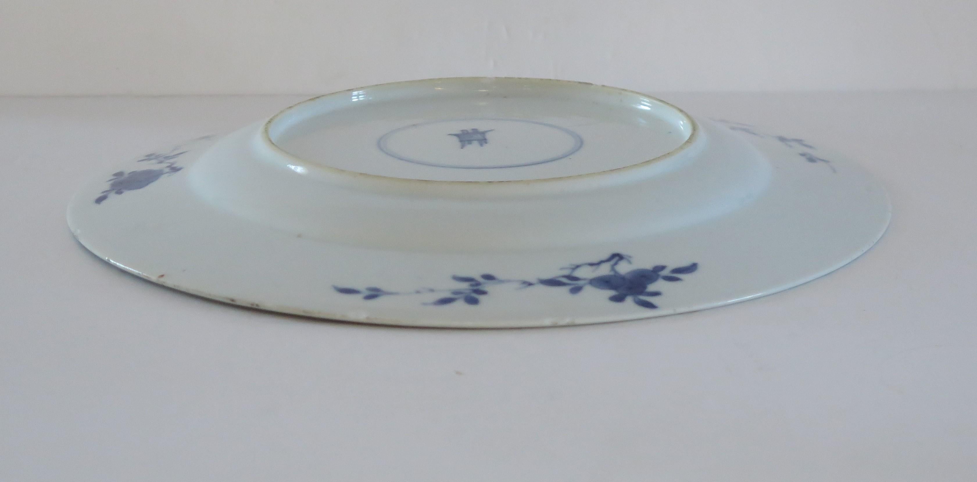 Kangxi marked Chinese Large Plate Porcelain Blue & White, Circa 1700 10