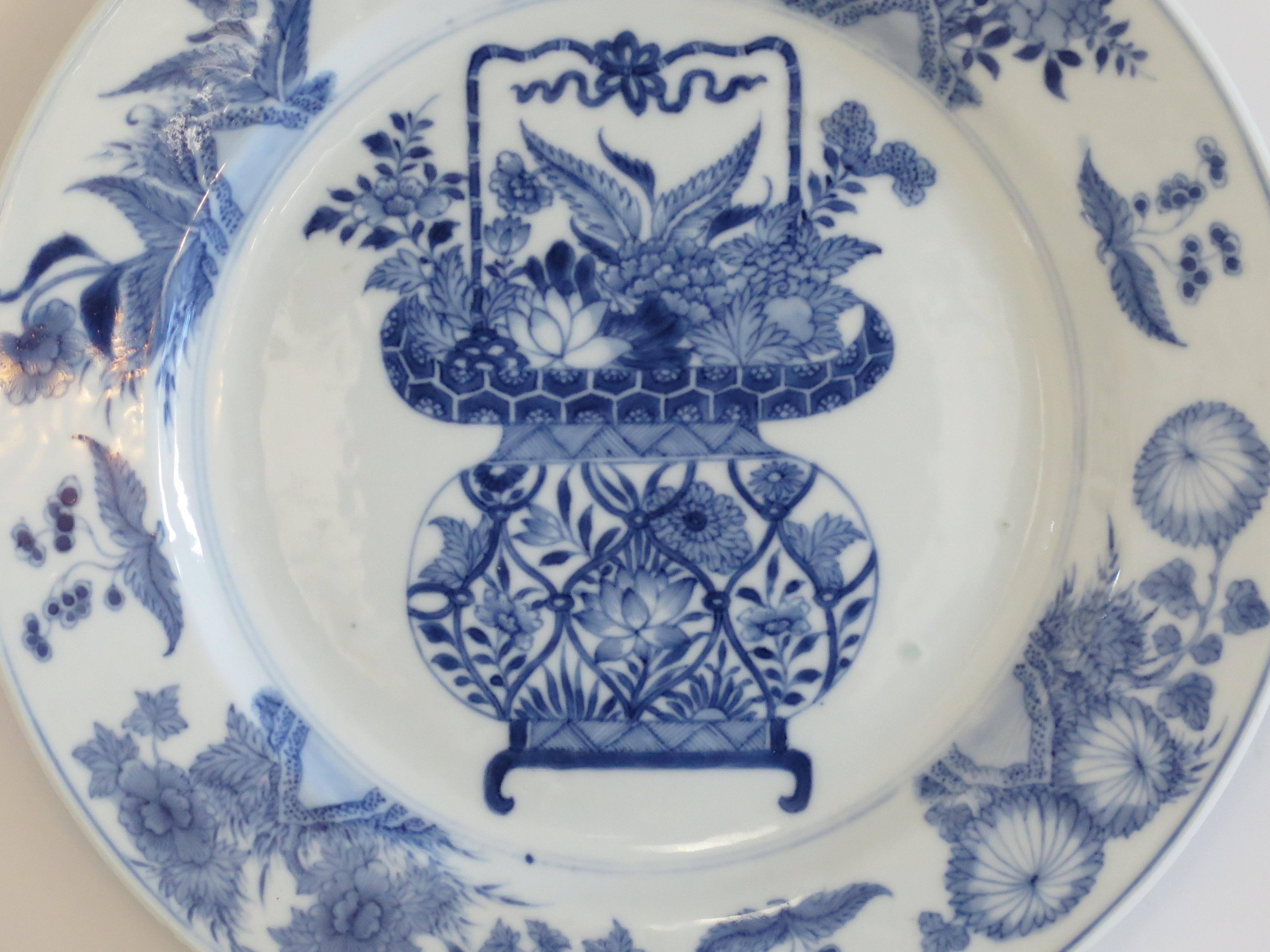 Hand-Painted Kangxi marked Chinese Large Plate Porcelain Blue & White, Circa 1700
