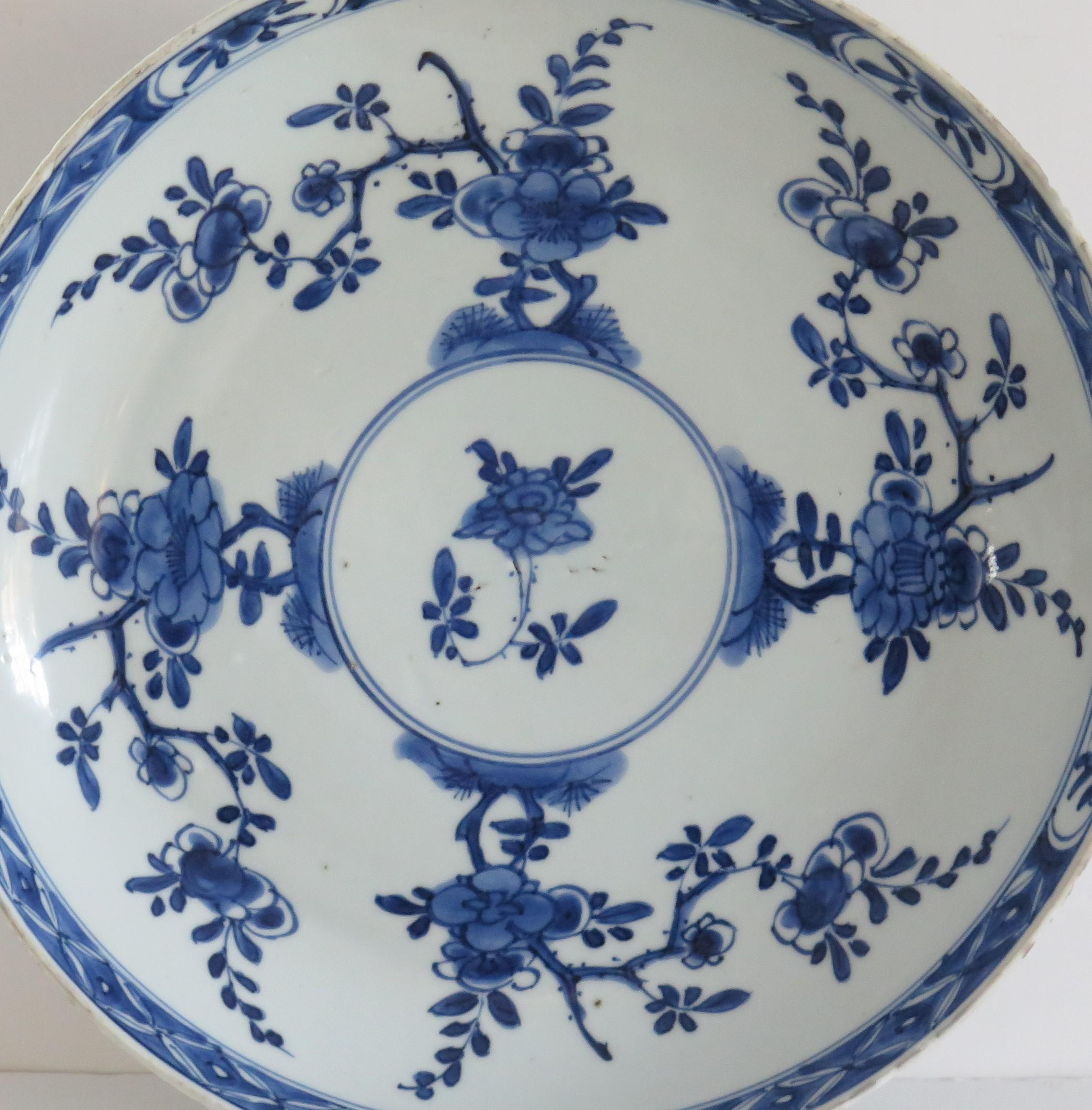 Hand-Painted Kangxi marked Chinese Plate Porcelain Blue & White, Circa 1710