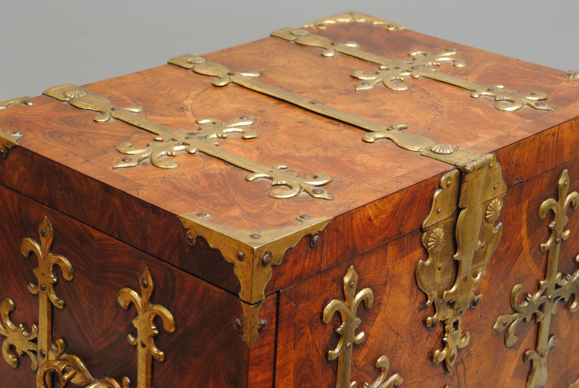European Fine Large Example Of A Kingwood Oyster Veneer Coffre Fort For Sale