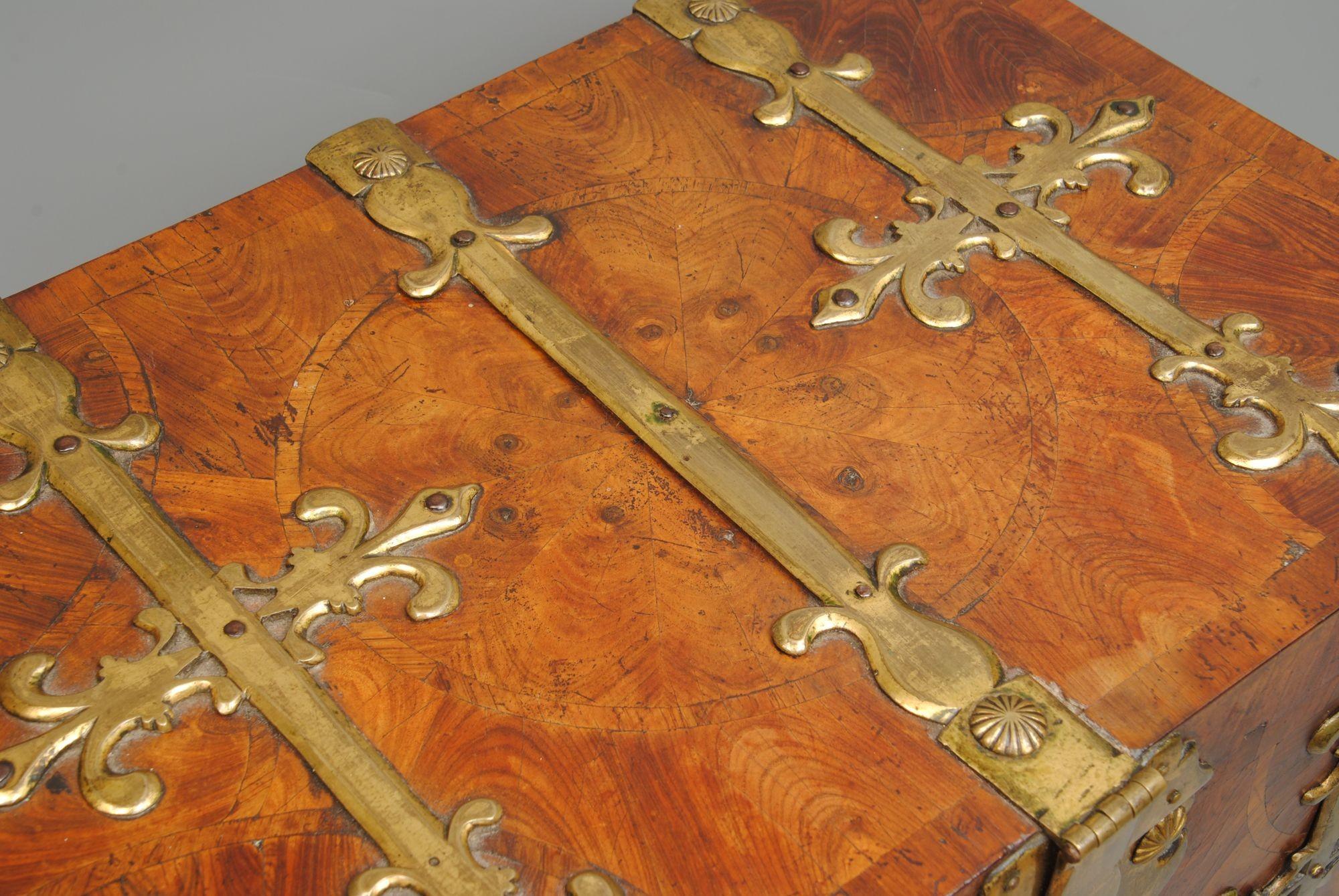 Gilt Fine Large Example Of A Kingwood Oyster Veneer Coffre Fort For Sale