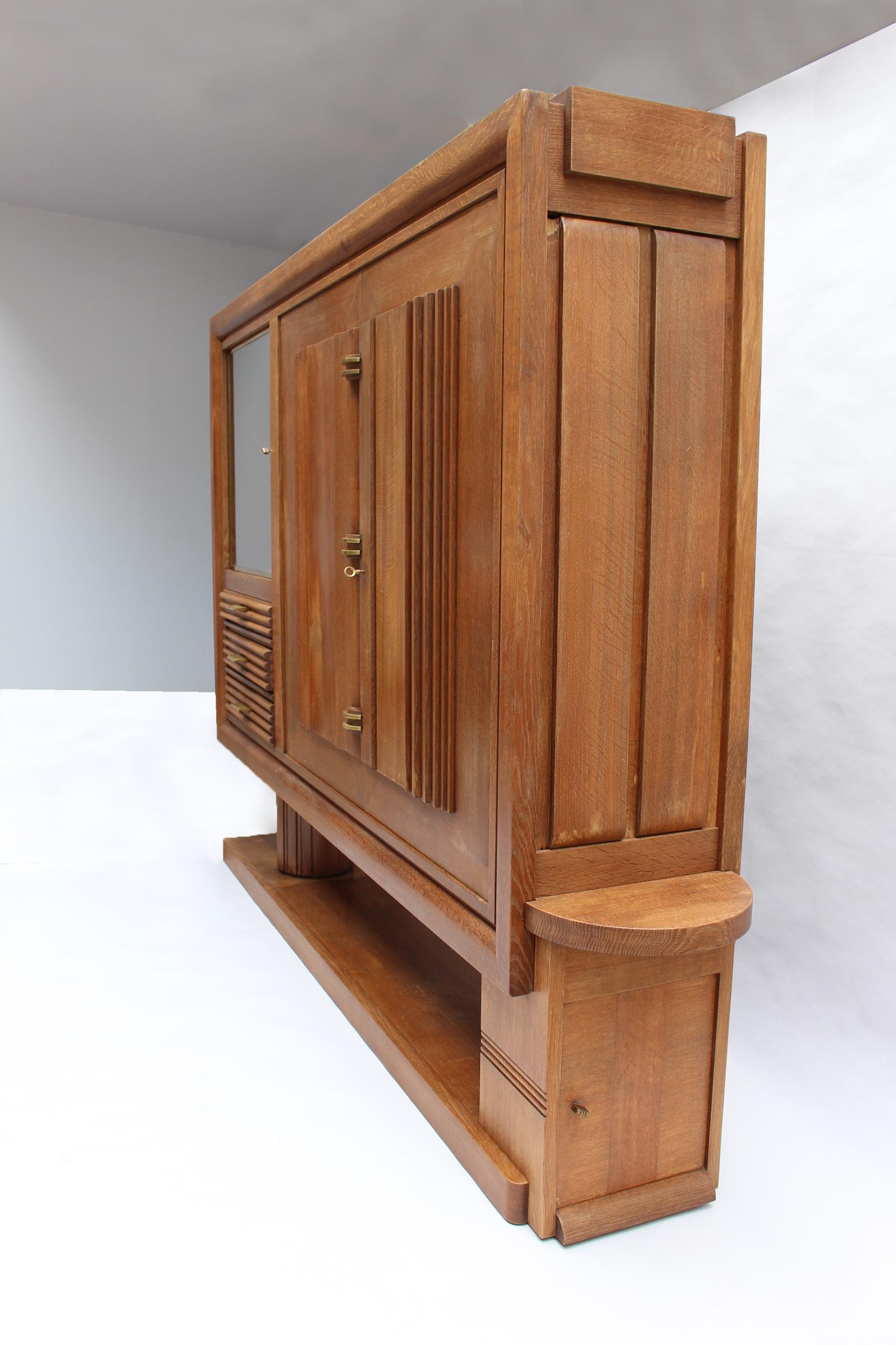 Fine Large French 1930s Oak Cabinet by Dudouyt 8