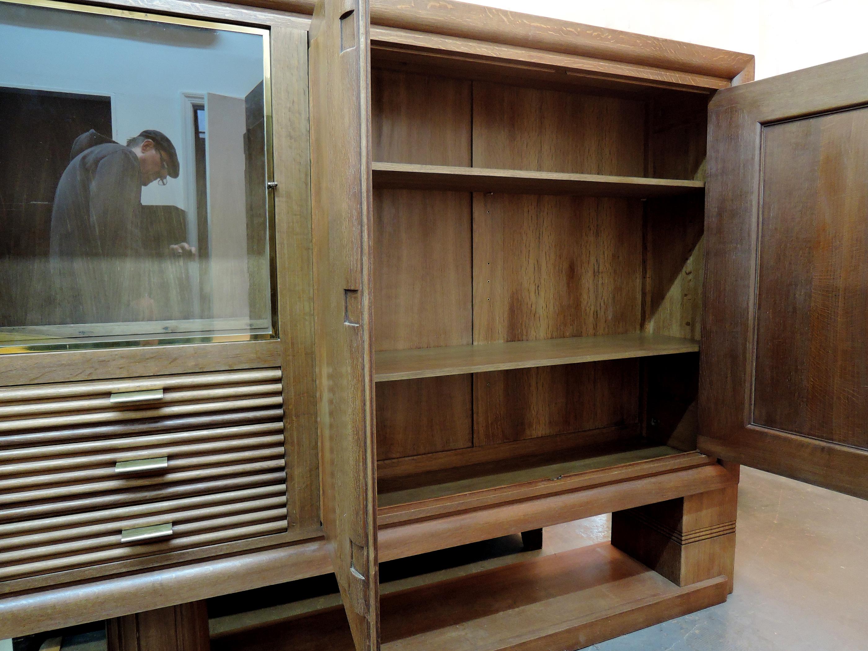 Fine Large French 1930s Oak Cabinet by Dudouyt 9