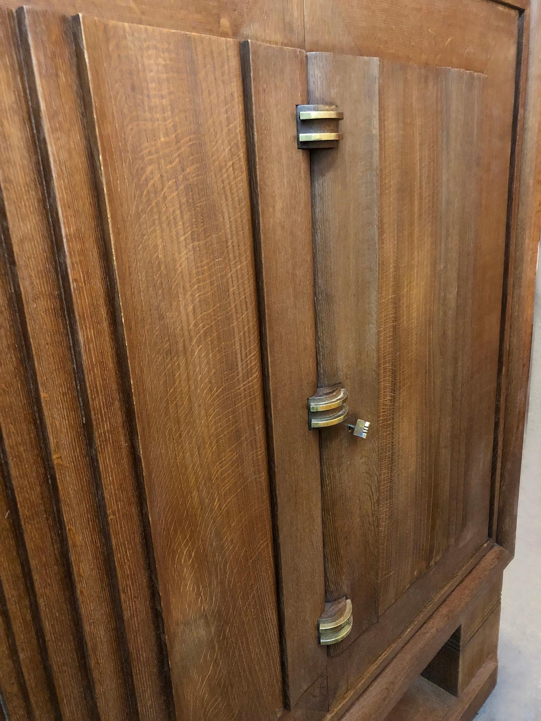 Fine Large French 1930s Oak Cabinet by Dudouyt 1