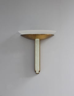 Fine Large French Art Deco Bronze and Glass Wall Light by Perzel