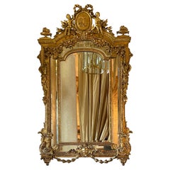 Fine Large French Gilt Wood Mirror