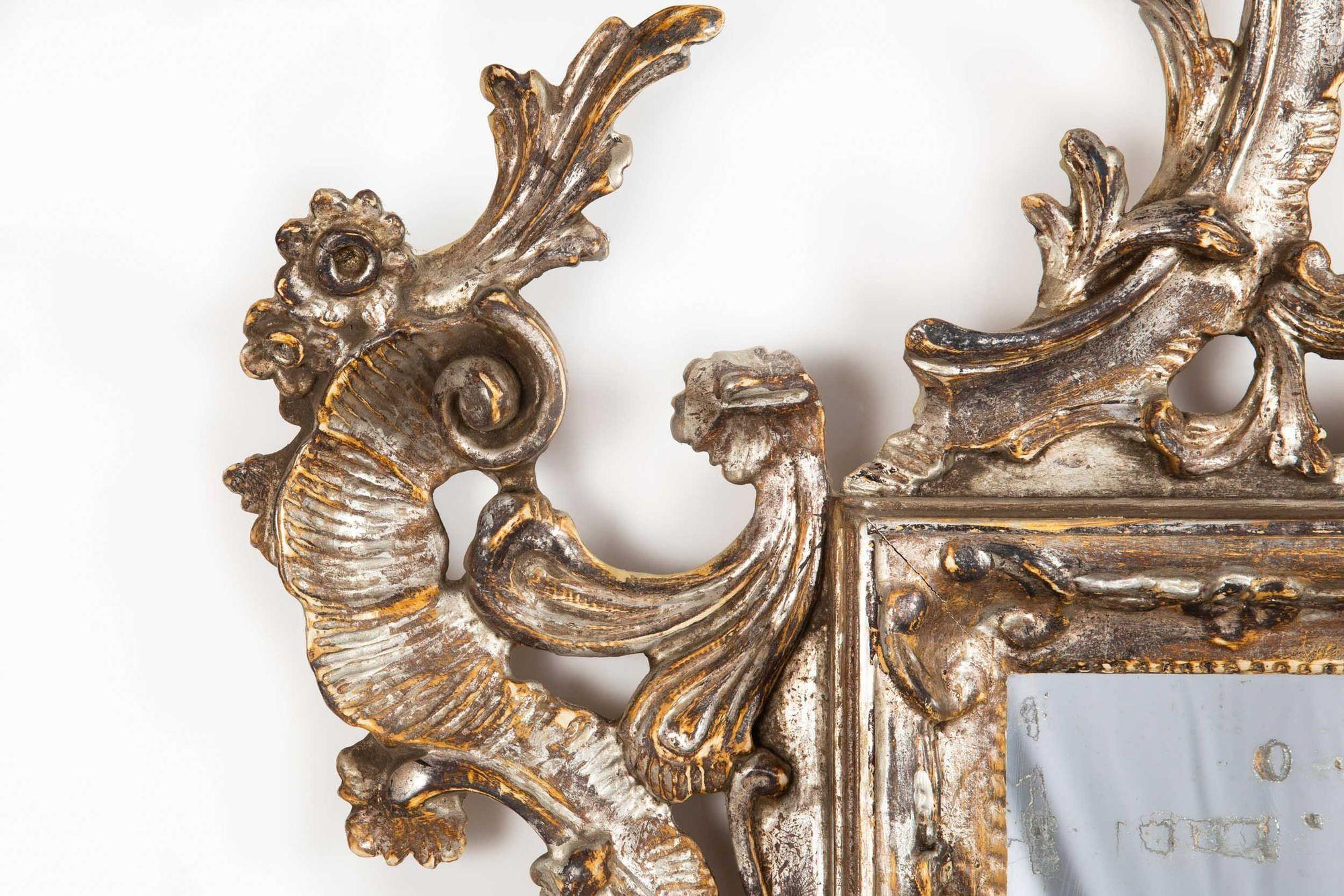 Fine Large Italian Rococo Silver-Gilt Carved Antique Wall Mirror circa 1870 For Sale 13