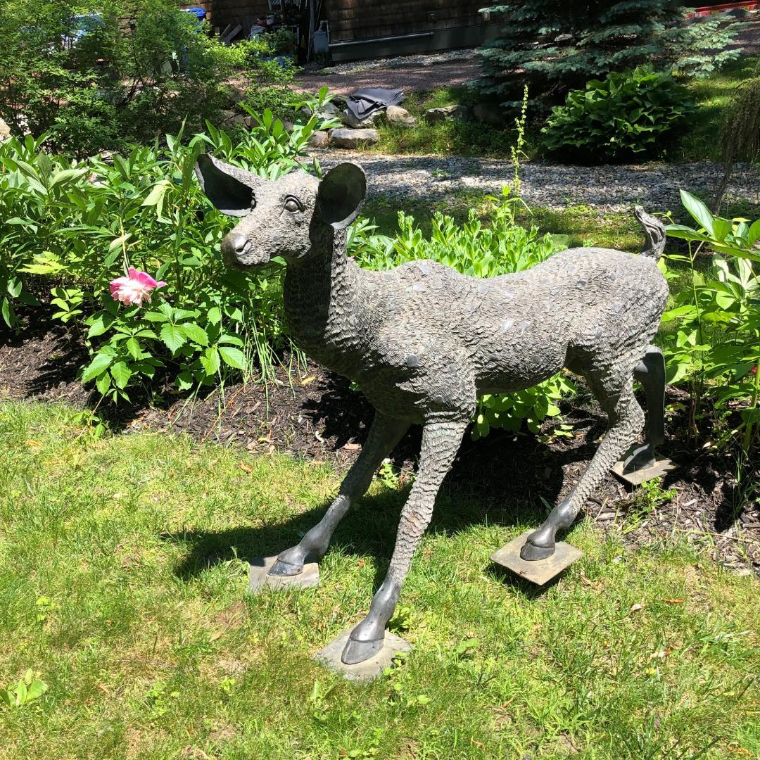 Fine Large Japanese Bronze Garden Deer Sculpture 9