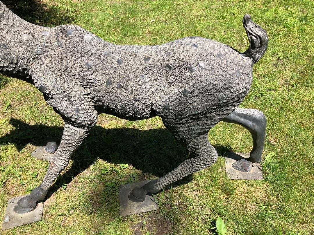 Fine Large Japanese Bronze Garden Deer Sculpture 1