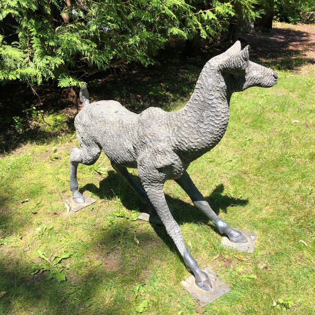 Fine Large Japanese Bronze Garden Deer Sculpture 4
