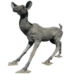 Fine Large Japanese Bronze Garden Deer Sculpture