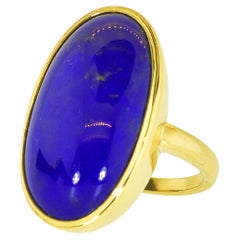 Anello d'epoca in Lapis di grandi dimensioni con un colore blu intenso, c.1950