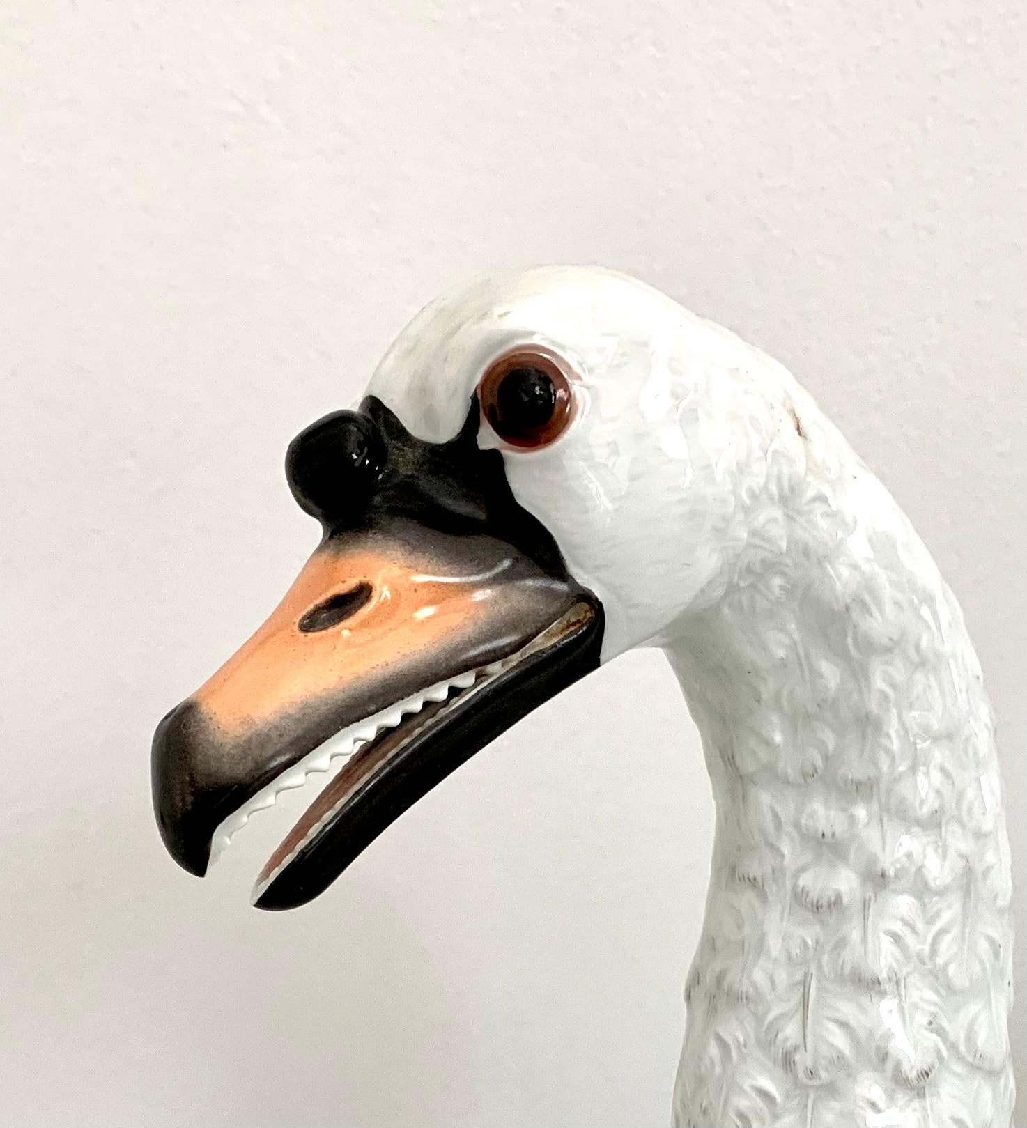 German Fine Large Late 18th - Early 19th Century Meissen Porcelain Model of a Swan For Sale
