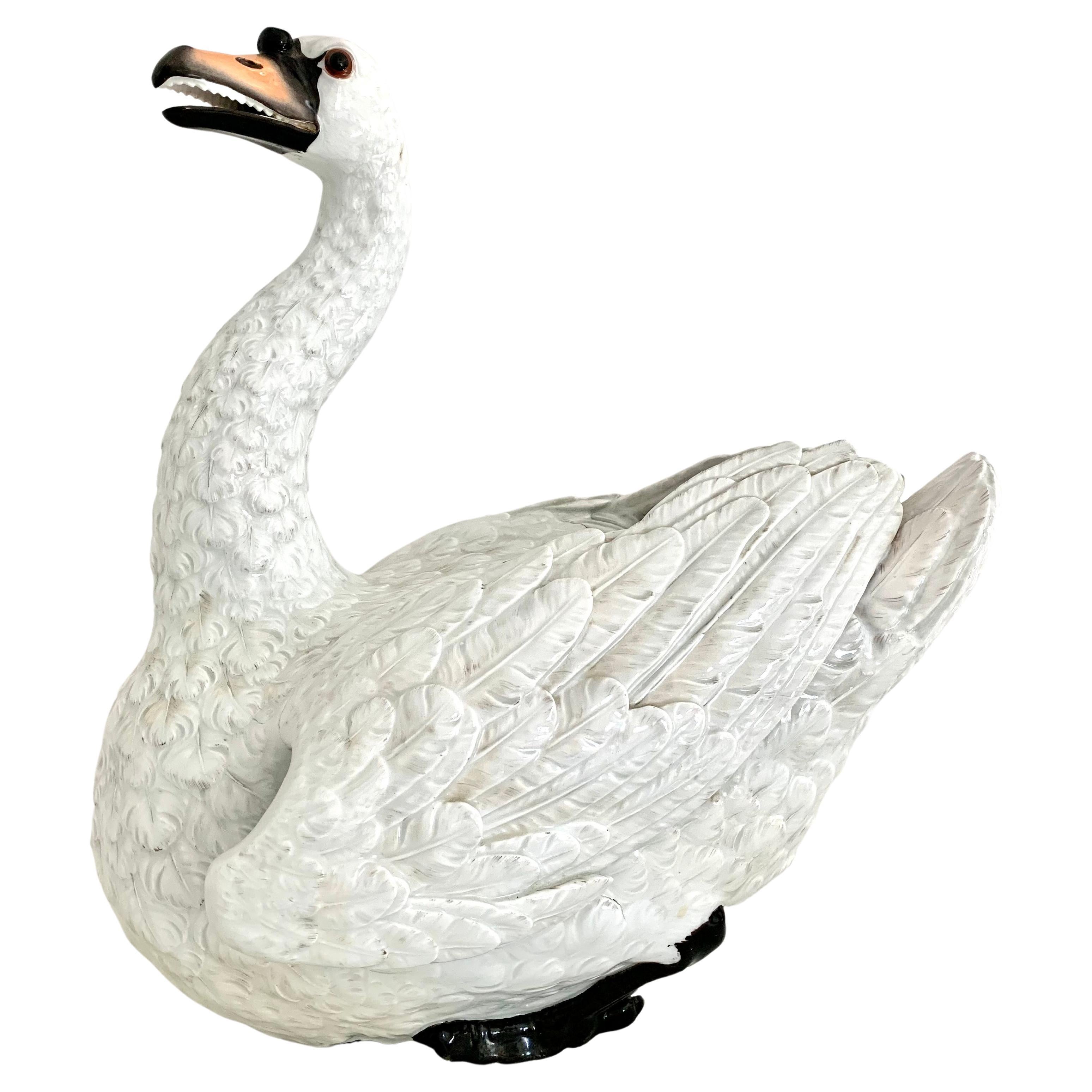 Fine Large Late 18th - Early 19th Century Meissen Porcelain Model of a Swan