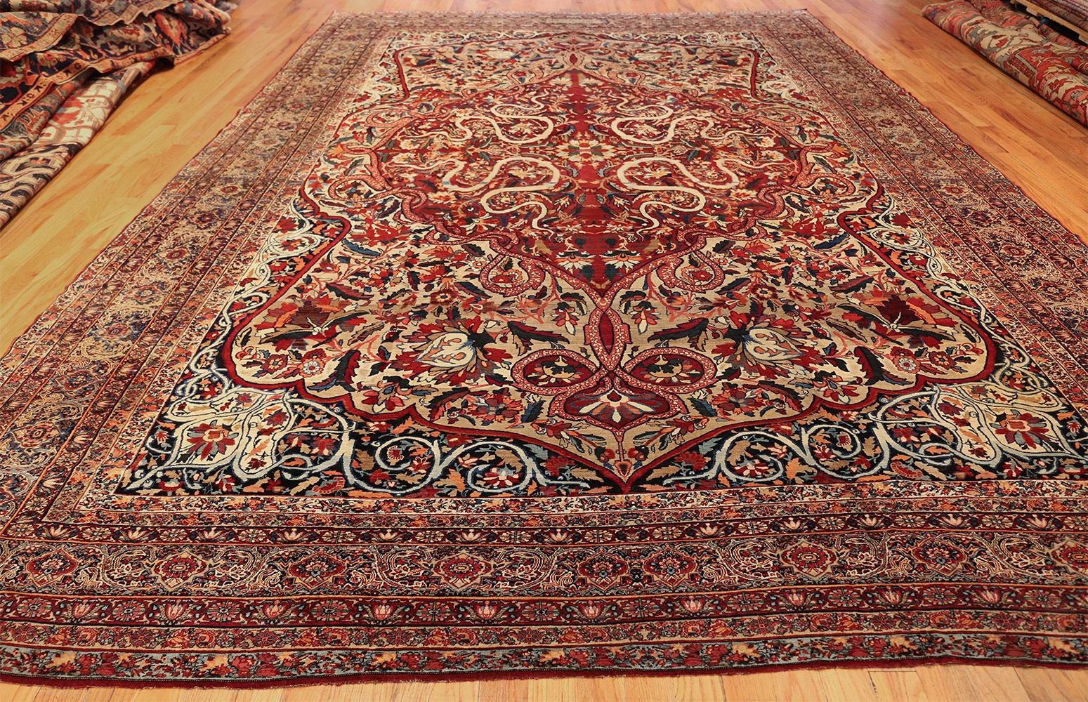 Nazmiyal Silk & Wool Antique Persian Kerman Lavar Rug. Size: 10' 6