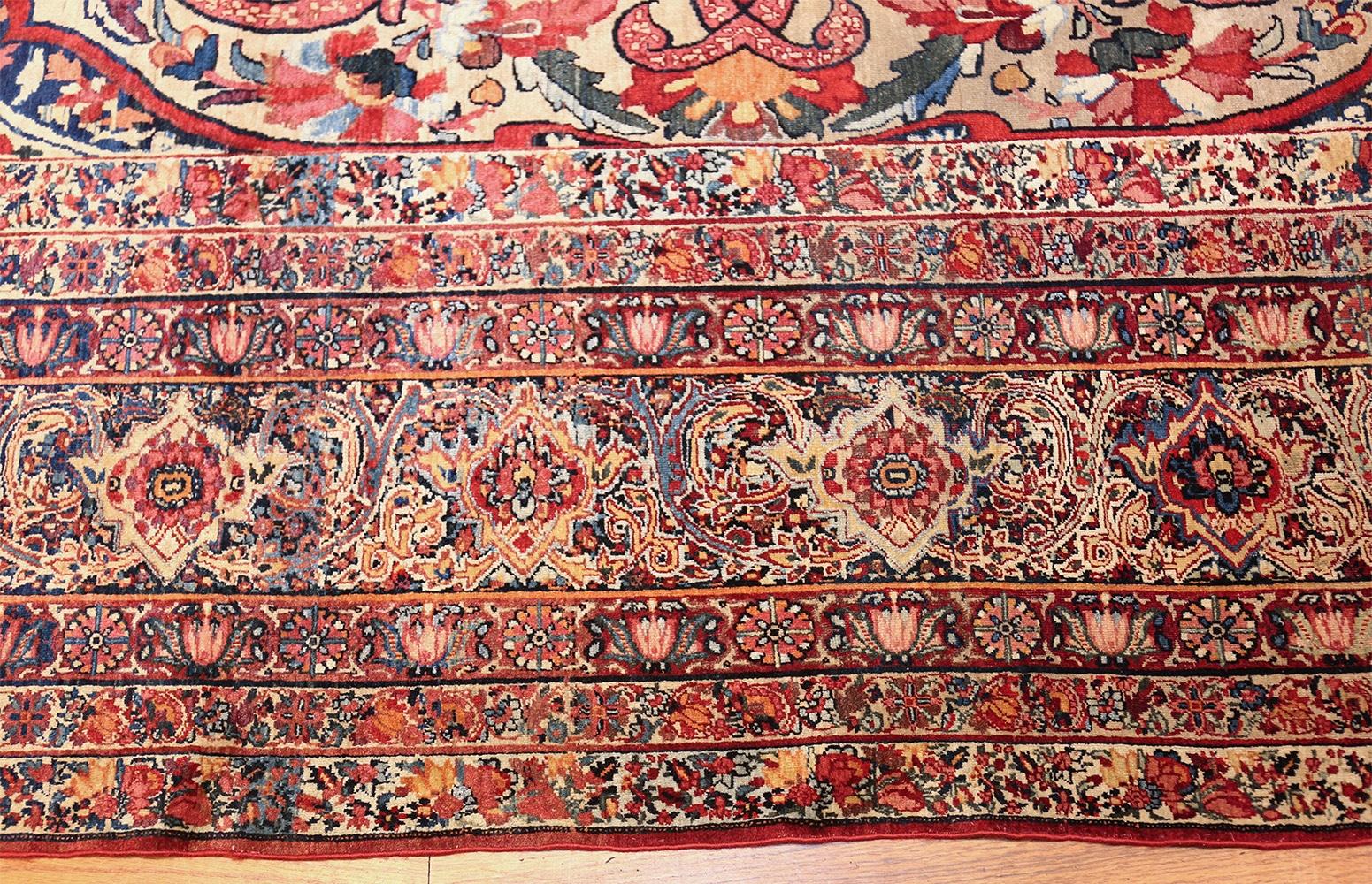 Kirman Nazmiyal Silk & Wool Antique Persian Kerman Lavar Rug. Size: 10' 6