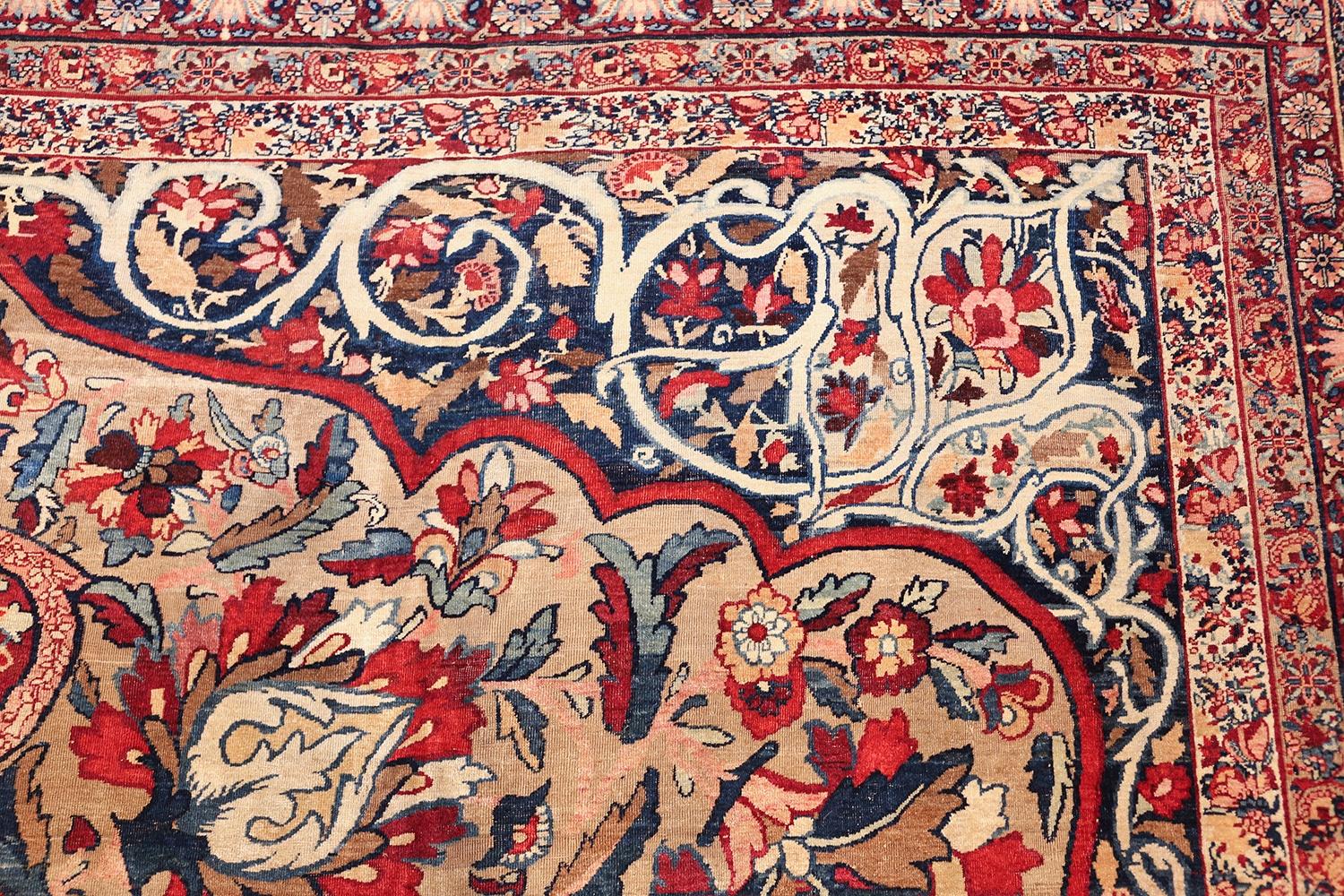 Hand-Knotted Nazmiyal Silk & Wool Antique Persian Kerman Lavar Rug. Size: 10' 6