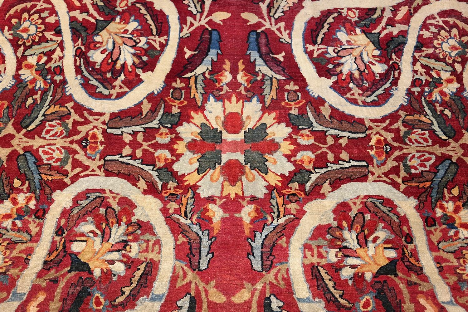19th Century Nazmiyal Silk & Wool Antique Persian Kerman Lavar Rug. Size: 10' 6