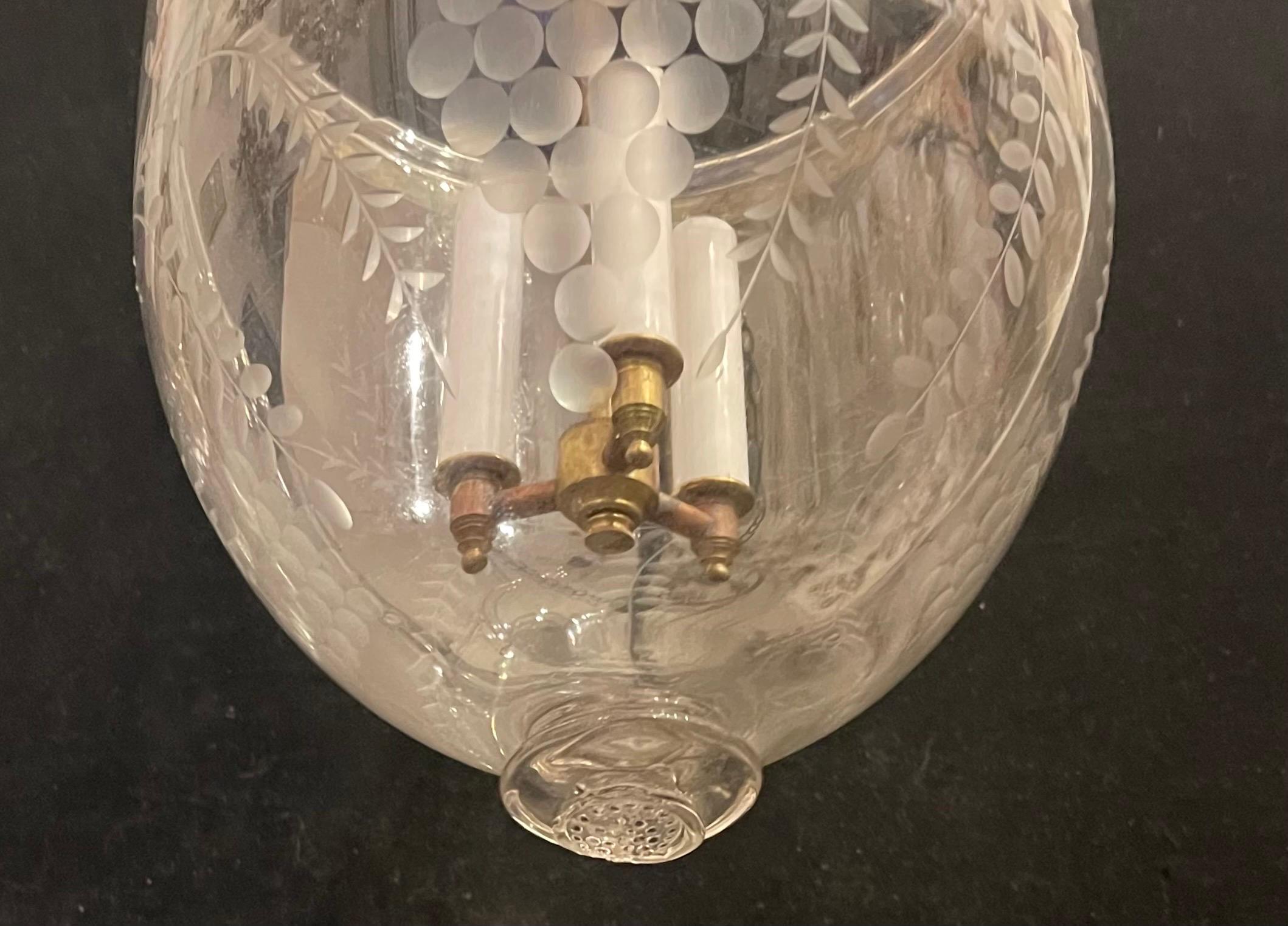 Regency Fine Large Vaughan Lighting Bell Jar Glass Bronze Neoclassical Lantern Fixture For Sale