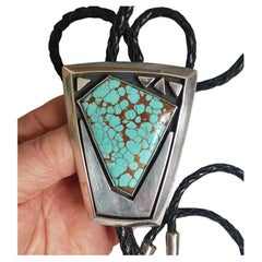 Bolo Tie Vintage Native American Navajo Sterling Turquoise