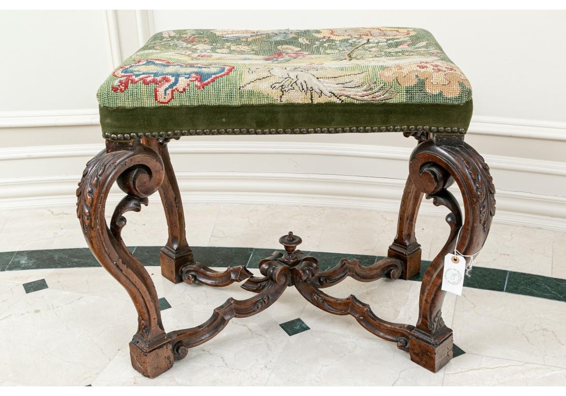 Fine Late 17th/ Early 18th C. Carved Walnut Bench W/ Christie's Provenance In Fair Condition For Sale In Bridgeport, CT