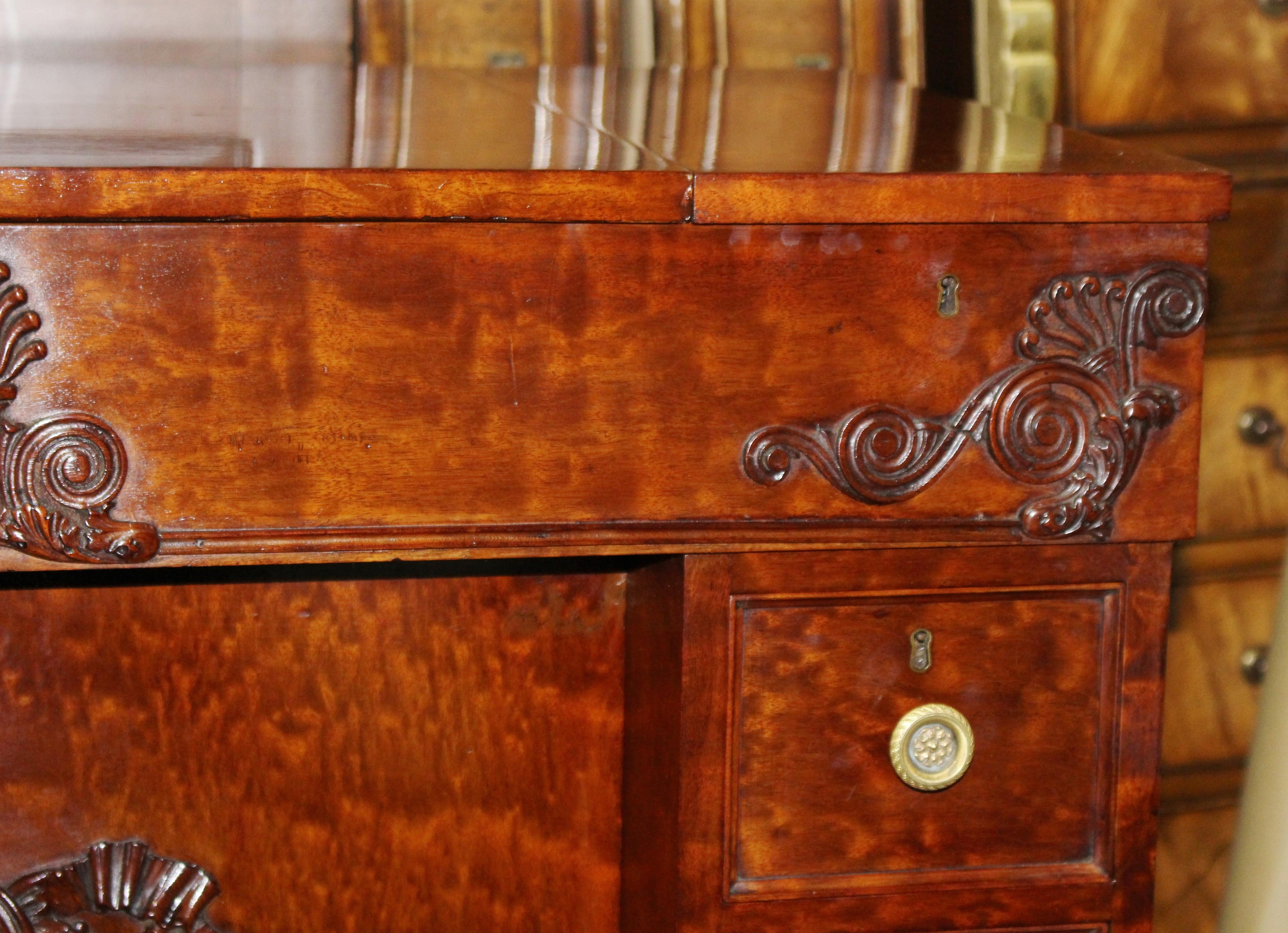 Fine Late 18th c. Mahogany Desk with Carved Feet For Sale 5