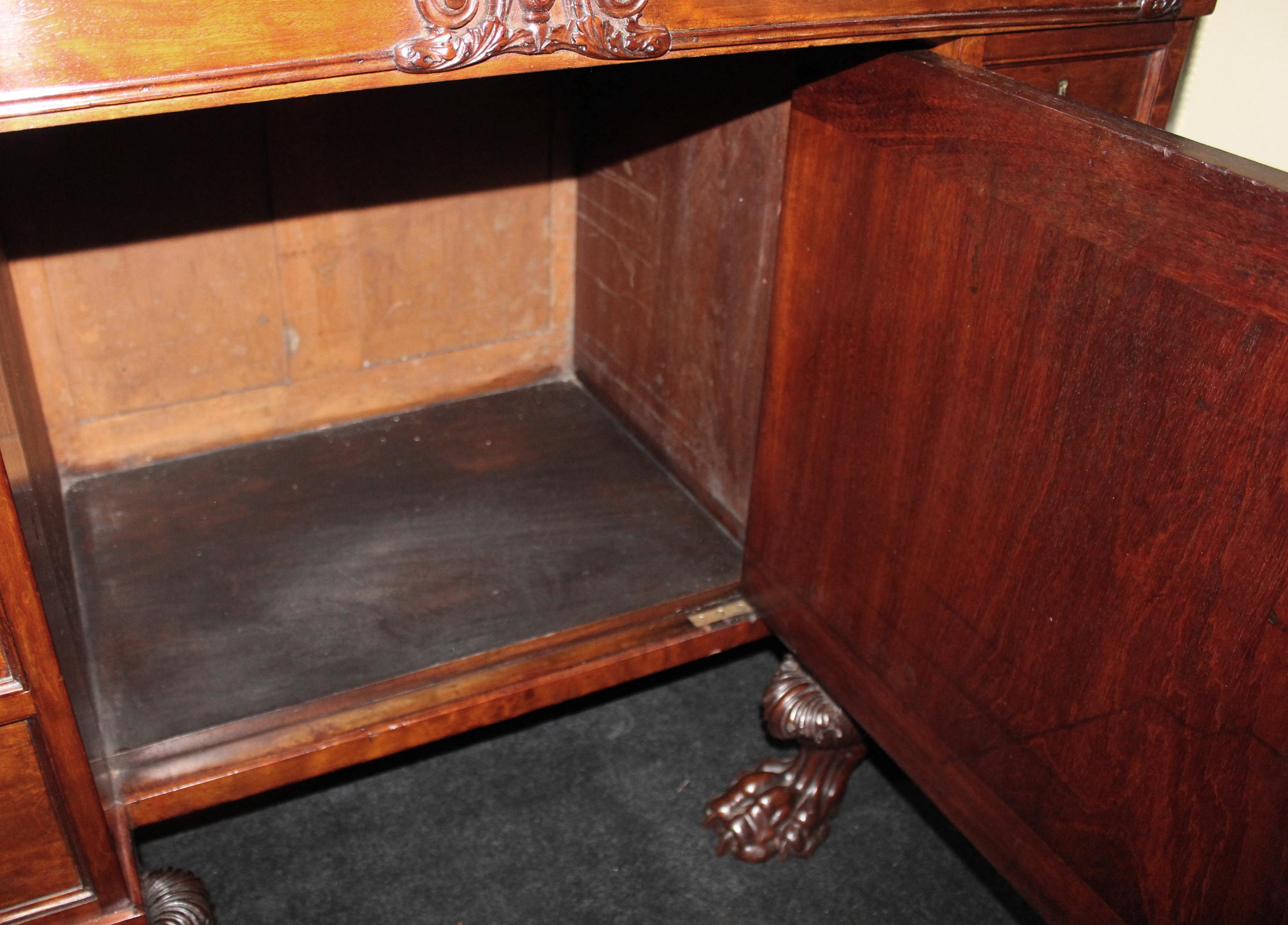Fine Late 18th c. Mahogany Desk with Carved Feet For Sale 7
