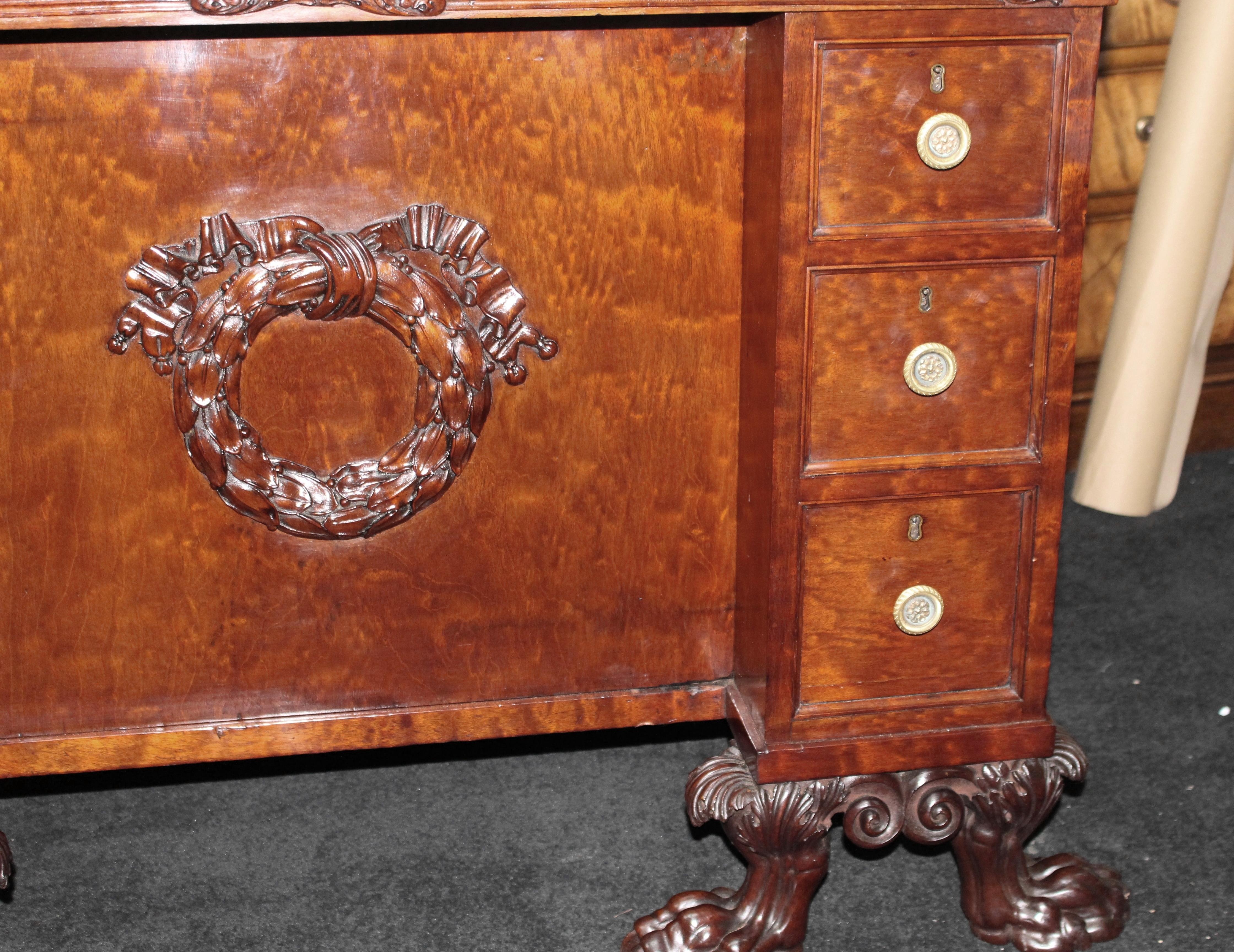 Fine Late 18th c. Mahogany Desk with Carved Feet For Sale 8