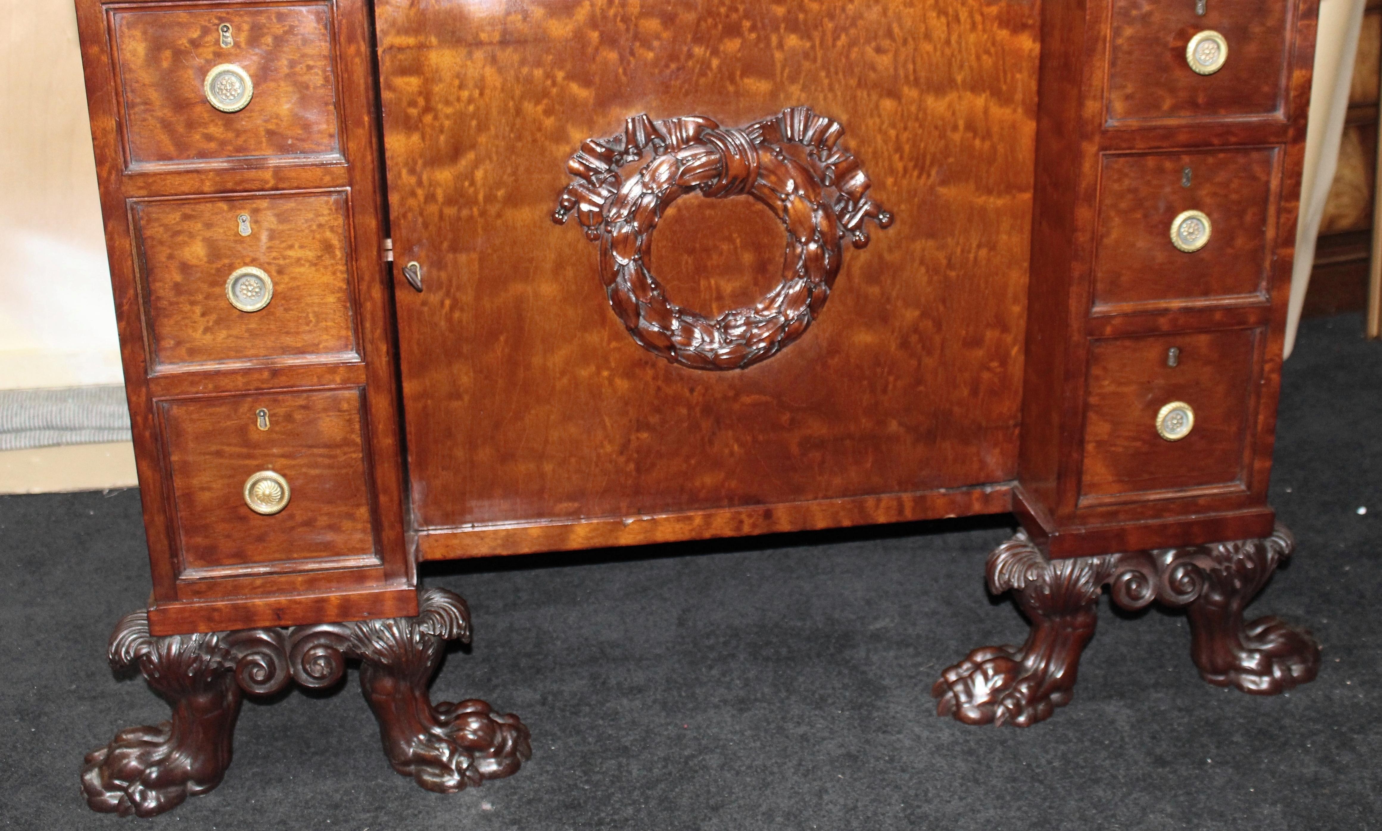 Fine Late 18th c. Mahogany Desk with Carved Feet For Sale 9